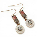 Rosé Velvet Striped MOP Pearl Dangle with Flower