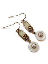 Velvet Flower With Vintage Button Drop Earrings