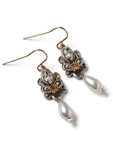 Whispers of Versailles Silver Toned Earring with Pearl Drop