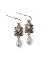 Whispers of Versailles Silver Toned Earring with Pearl Drop