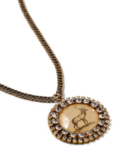 Closeup of Vintage Deer Print Pendant Necklace
