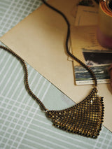 Night Drops Brass Mesh Bib Necklace