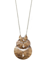 Hammered Crescents With Antiqued Crystal Rhinestones Ladder Necklace