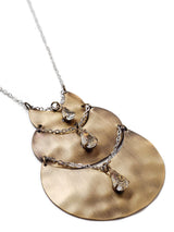 Hammered Crescents With Antiqued Crystal Rhinestones Ladder Necklace