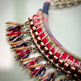 Kimono Wrapped Chirimen Fabric Statement Necklace