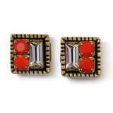 Valeria Pink and Teal With Crystal Accents Stud Earrings Set