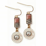 Rosé Velvet Striped MOP Pearl Dangle with Flower