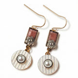 Rosé Velvet Striped MOP Pearl Dangle with Flower