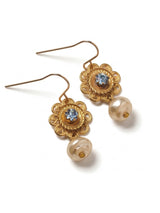 Golden Halo Pearl Drop Earrings: