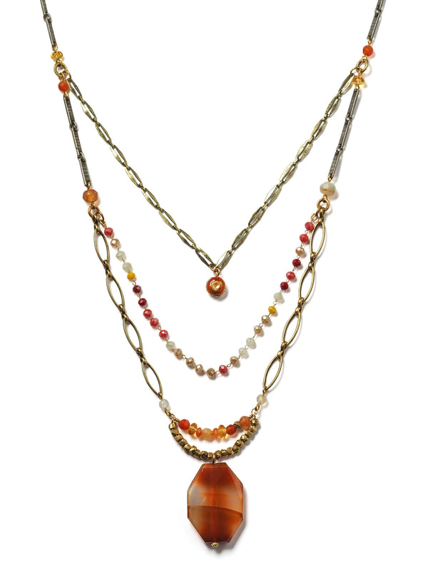 Big Drop Carnelian Pendant Necklace