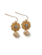 Golden Halo Pearl Drop Earrings: