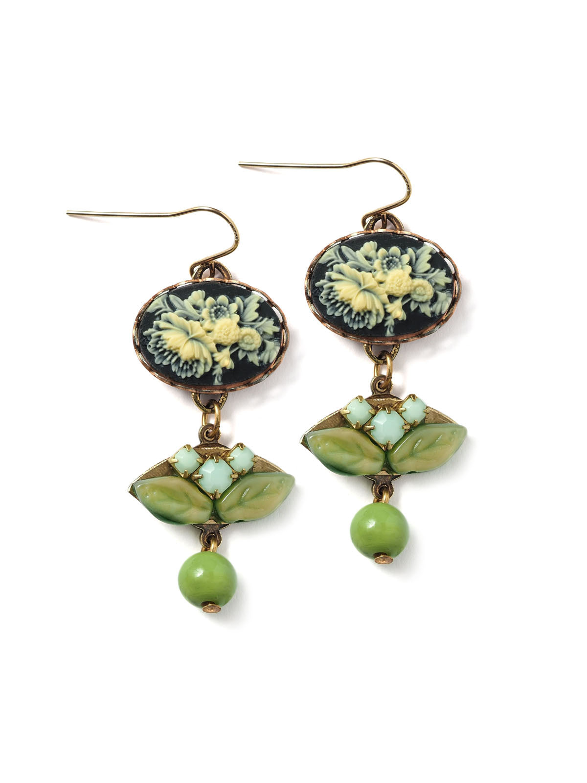Spring Desire Dangle Earrings Handcrafted with Vintage Czech Glass