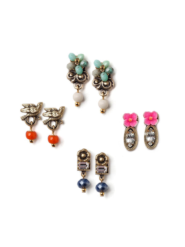 Colored Bird Small Stud Earrings Set