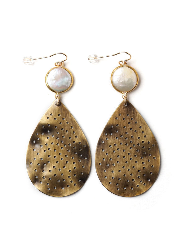 Pearl and Perforations Earrings #D21E