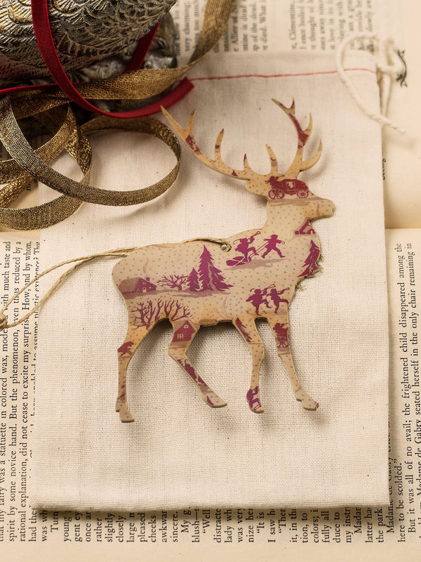 Vintage Reindeer Holiday Ornament Set #OKL03