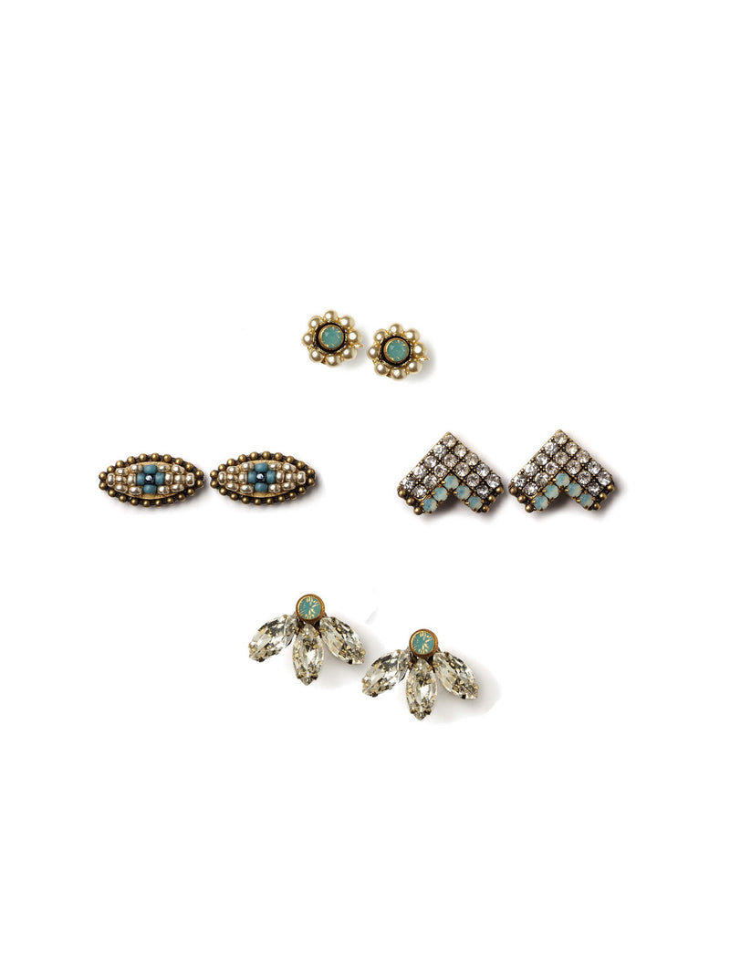Sparkle With Blue Stud Set Earrings #L24E