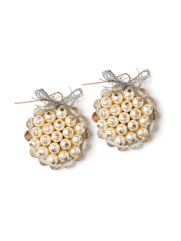 Shimmering Pearl Cluster Earrings #M01E