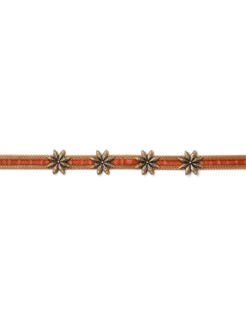 Orange Velvet Choker Necklace With Stars #N46N
