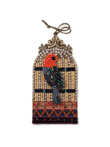 Bejeweled Bird Cage With Beaded Bird Christmas Ornament