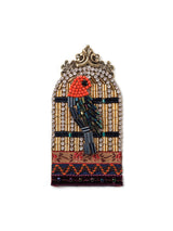 Bejeweled Bird Cage With Beaded Bird Pin