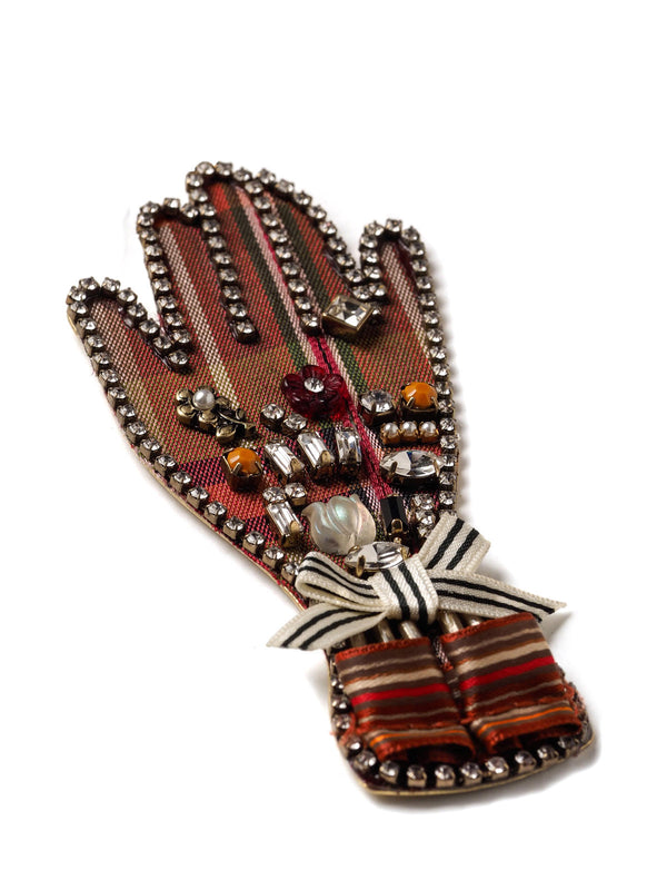 Bejeweled Plaid Hand Pin