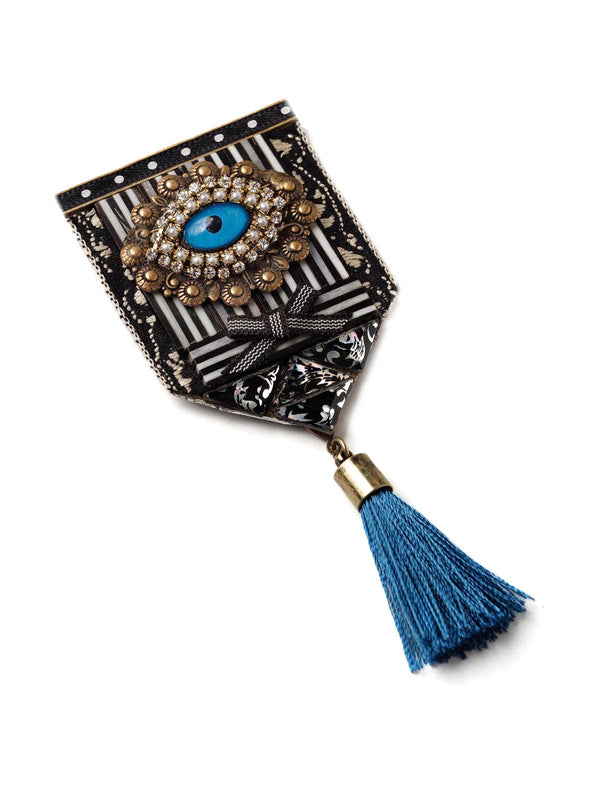 Bejeweled Graphic Blue Eye Pin