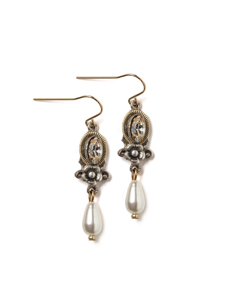 Pearl Teardrop With Rhinestones Earrings