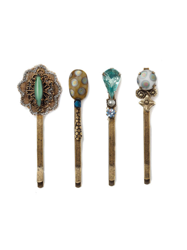 Peacock & Silver Lace Hairpin Set
